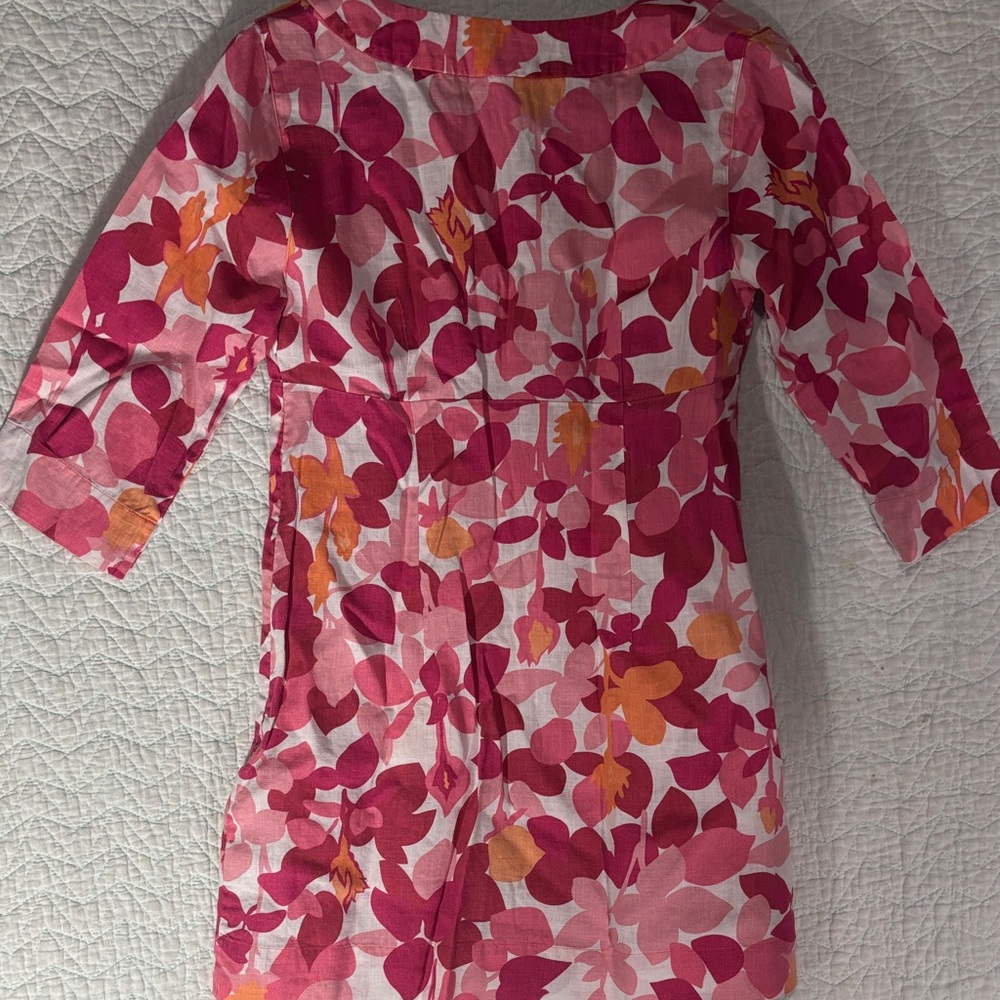 Boden Vibrant Pink and Orange Floral Dress 100% Linen - Picture 5 of 5